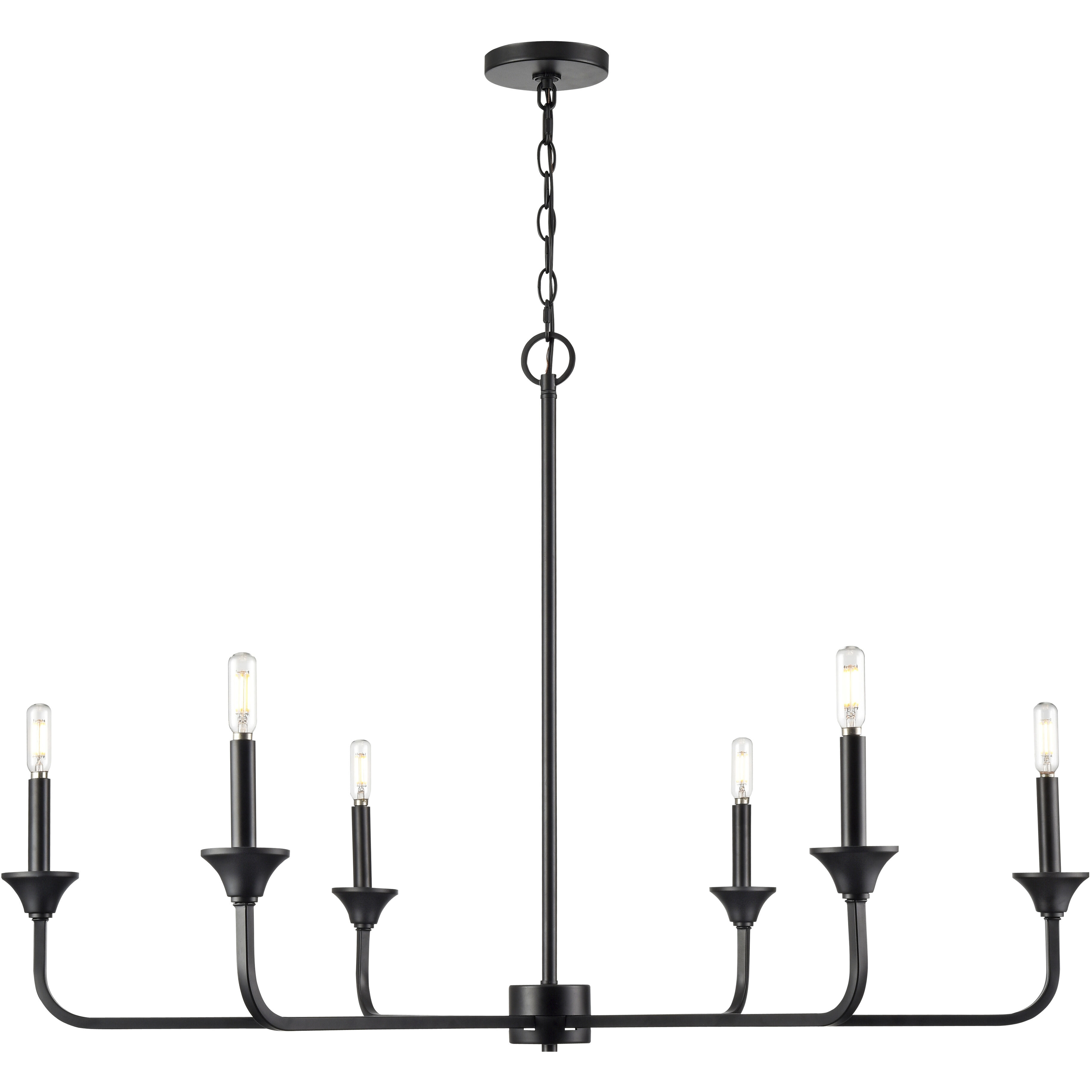 Herring 6 Light 42 inch Matte Black Chandelier Ceiling Light